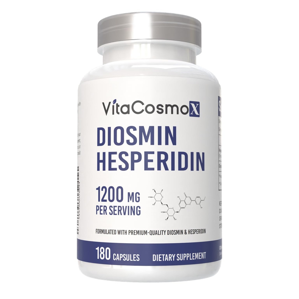 Diosmin Hesperidin 1200 mg Complesso, 240 capsule, Citrus Bioflavonoidi Estratto di frutta ricco, 100% Vegetariano, Non OGM & Gluten Free (180 Conte (Pack of 1))