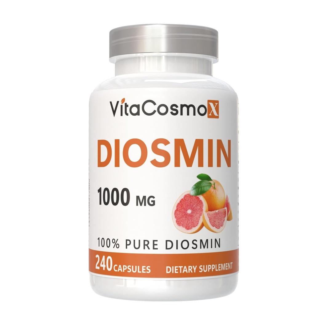 Diosmin Capsule, 240 Conta, 1000 mg Serving, Vegan, Citrus Bioflavonoidi 100% Vegetariano, Non OGM & Gluten Integratore Diosmin Con Max Forza