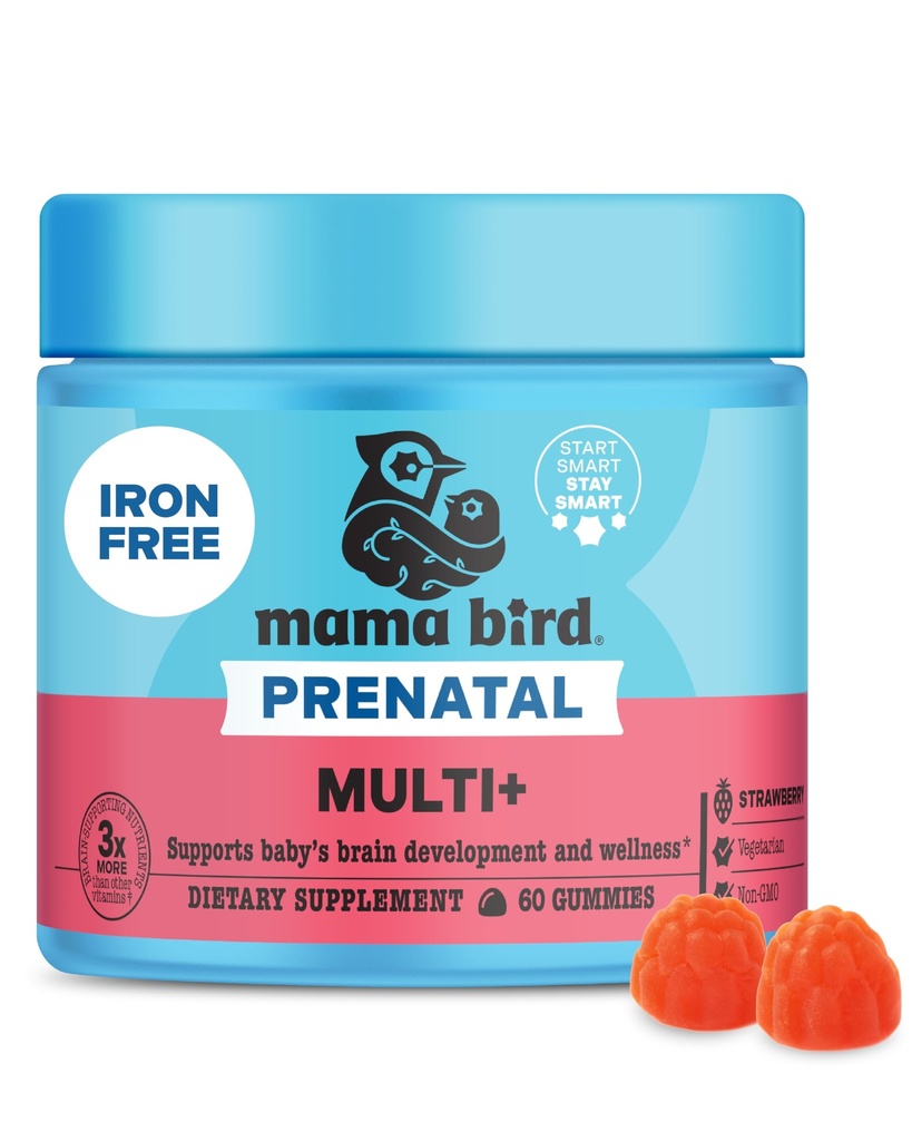 Best Nest Wellness Mama Bird Prenatal Multi Plus - Prenatal Care Supplement Supports Brain & Digestive Health - Vegan Multivitamin con Methylfolate & More - Fragola, 60 Gummies (30 Serve)