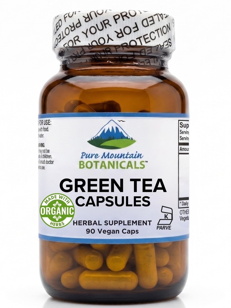 Estratto di tè verde - 90 Kosher Vegan Caps con 450mg Organico spettro completo e puro Estratto di tè verde