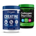 Polvere di monoidrato della creatina dell'orgaina 17.64 Oz (100 Serve) & Peptidi del collagene Polvere 1lb (20g di erba) Bundle - Supplementi non aromatizzati, non OGM per muscolo, cervello, pelle e supporto misto