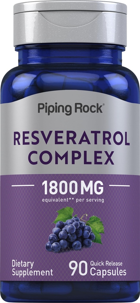 Piping Rock Resveratrol Complex | 90 capsule | Ultra Potent | Non OGM, Gluten Free Supplement