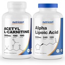 Acido lipoico alfa di Nutricost 600mg, 240 Caps & Acetyl L-carnitina 500mg, 180 Caps