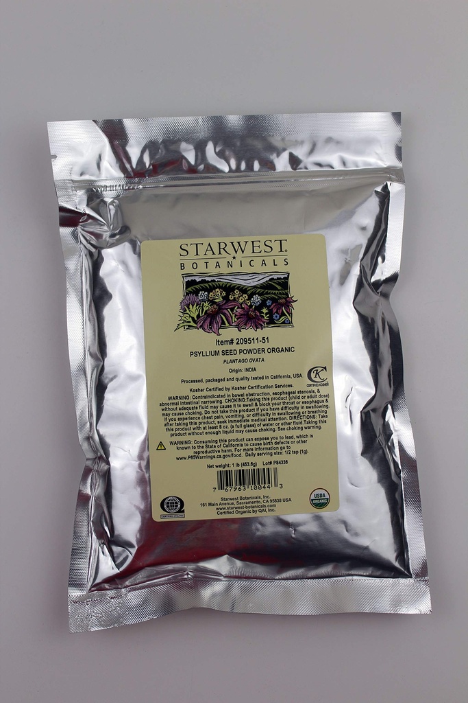 Polvere di semi di Psyllium organico di Psyllium, 1 Pound
