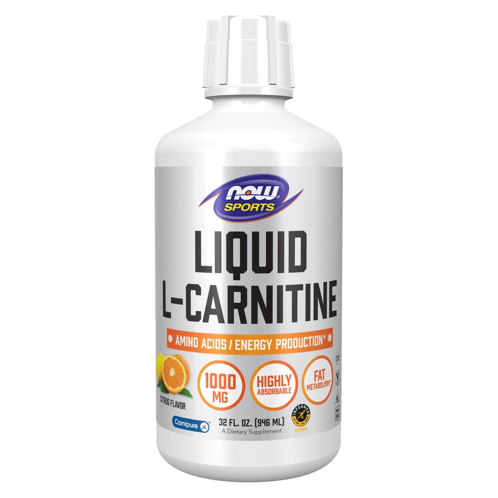 NOW Foods Sports, Liquid L-Carnitine, Citrus, 1.000 mg, 32 fl oz (946 ml)