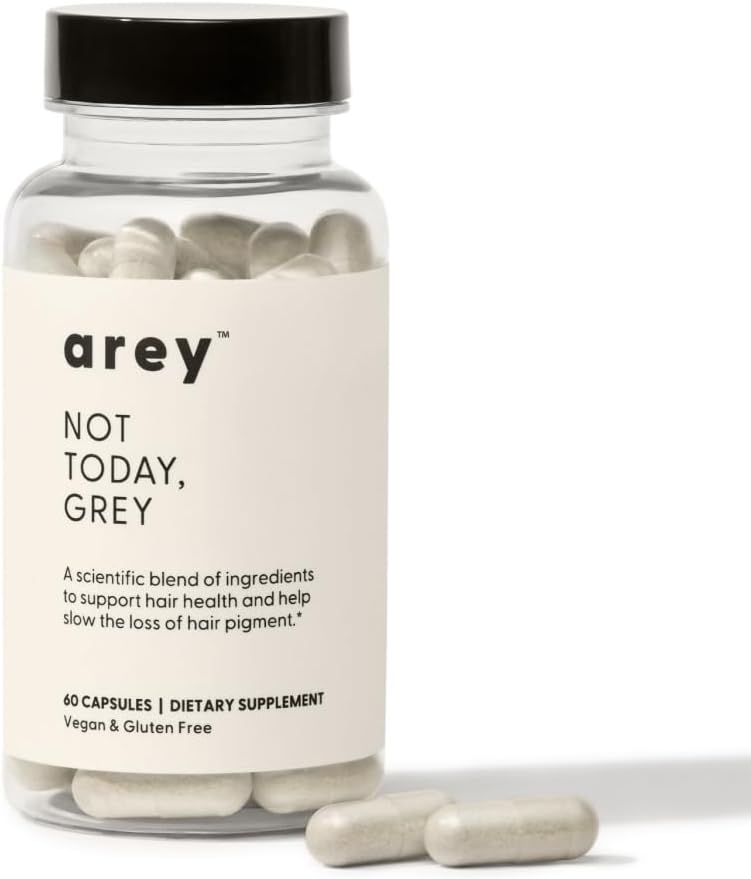 Arey Not Today, Grey Daily Hair Supplement for Women & Men | Slows Grey Hair Growth & Repigment in 3-6 Mesi | Promuove più sano, Thicker Hair | Biotin, B +D Vitamins | Vegan & Gluten Free (1 Mese)
