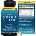 Triple Strength Omega 3 Fish Oil Supplemento per gli uomini e le donne – 2500 mg High-Potency, Easy-to-Absorb Re-esterified Triglyceride Form, Pescatarian-Friendly DPA EPA DHA Omega 3 Supplemento, 180 Softgels