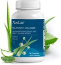 Melatonina naturale di aloeCure + collagene con aloe organico Vera - Integratore naturale per le notti riposanti - Complesso di collagene per la forza comune, elasticità della pelle, crescita dei capelli e delle unghie, 30 capsule
