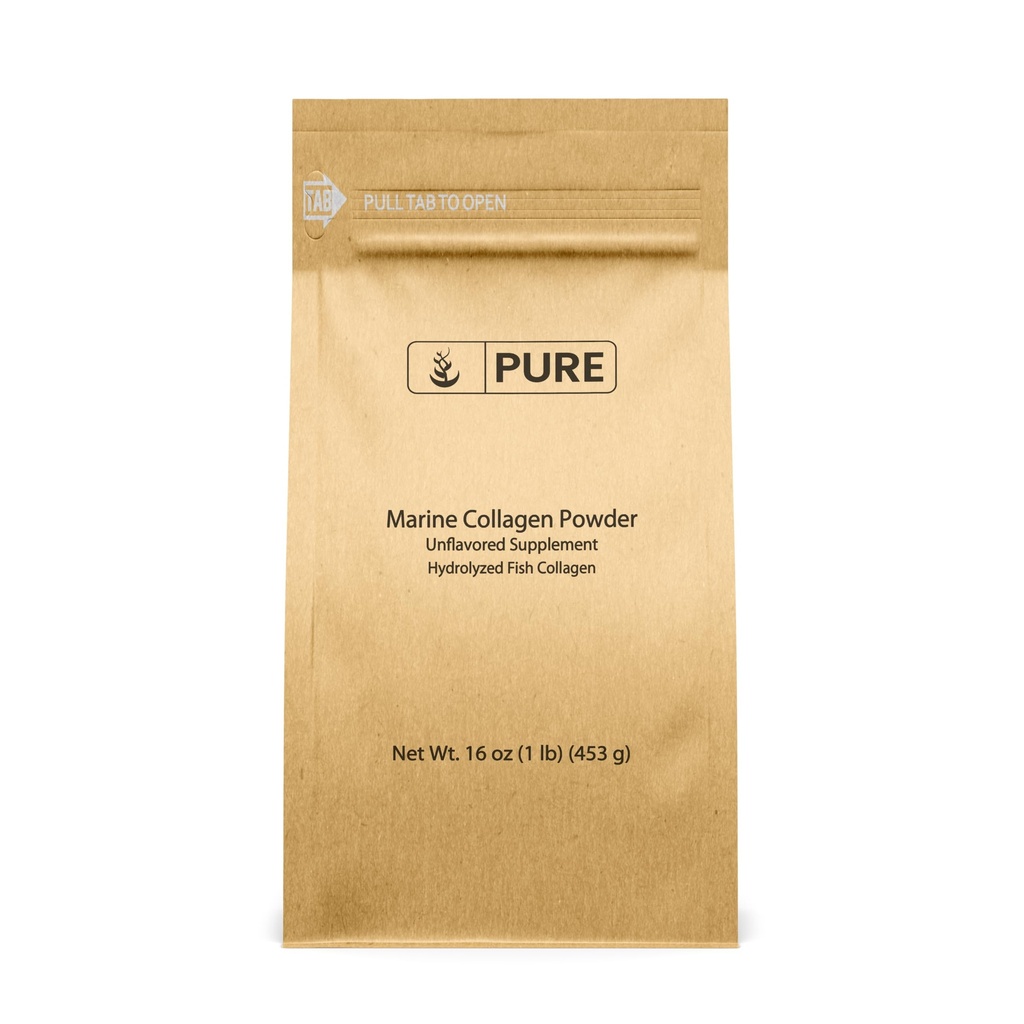 Ingredienti originali puri Polvere di collagene marino (1 lb) naturale e non aromatizzato, Peptidi proteici, Sacchetto Risanamento
