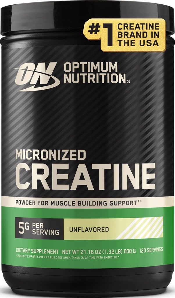 Optimum Nutrition Micronized Creatine Monohydrate Powder, Unflavored, 120 Serve, 600 Grammi (Packaging May Vary)