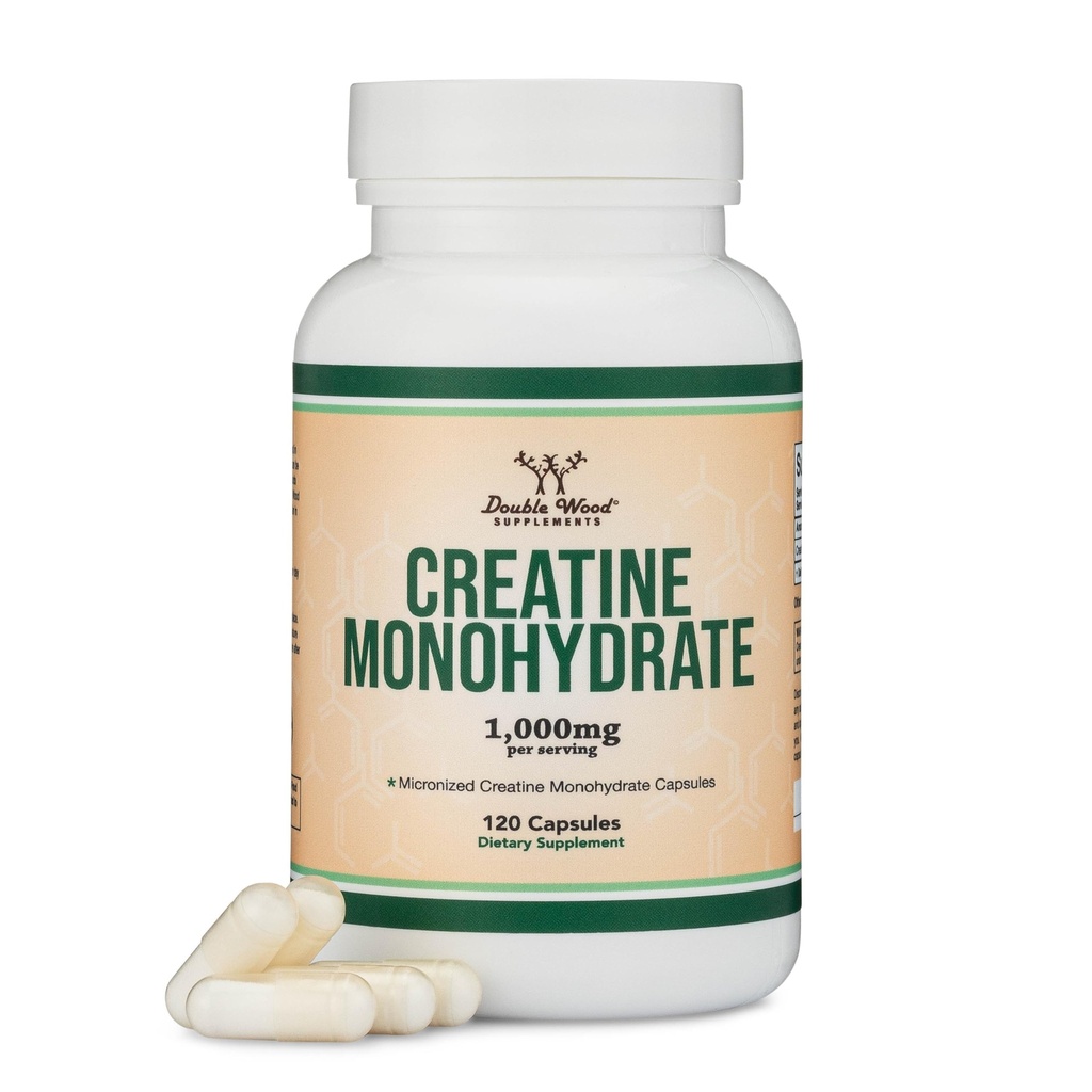 Creatine Monohydrate Capsules 1,000mg, Vegan, No Grit, 120 Capsules