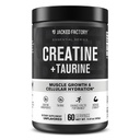 Jacked Factory Creatine + Taurine - Creatina Monoidrato 5000mg con Taurine 2000mg per aumentare la resistenza muscolare e idratazione cellulare - 60 Serve, non aromatizzato