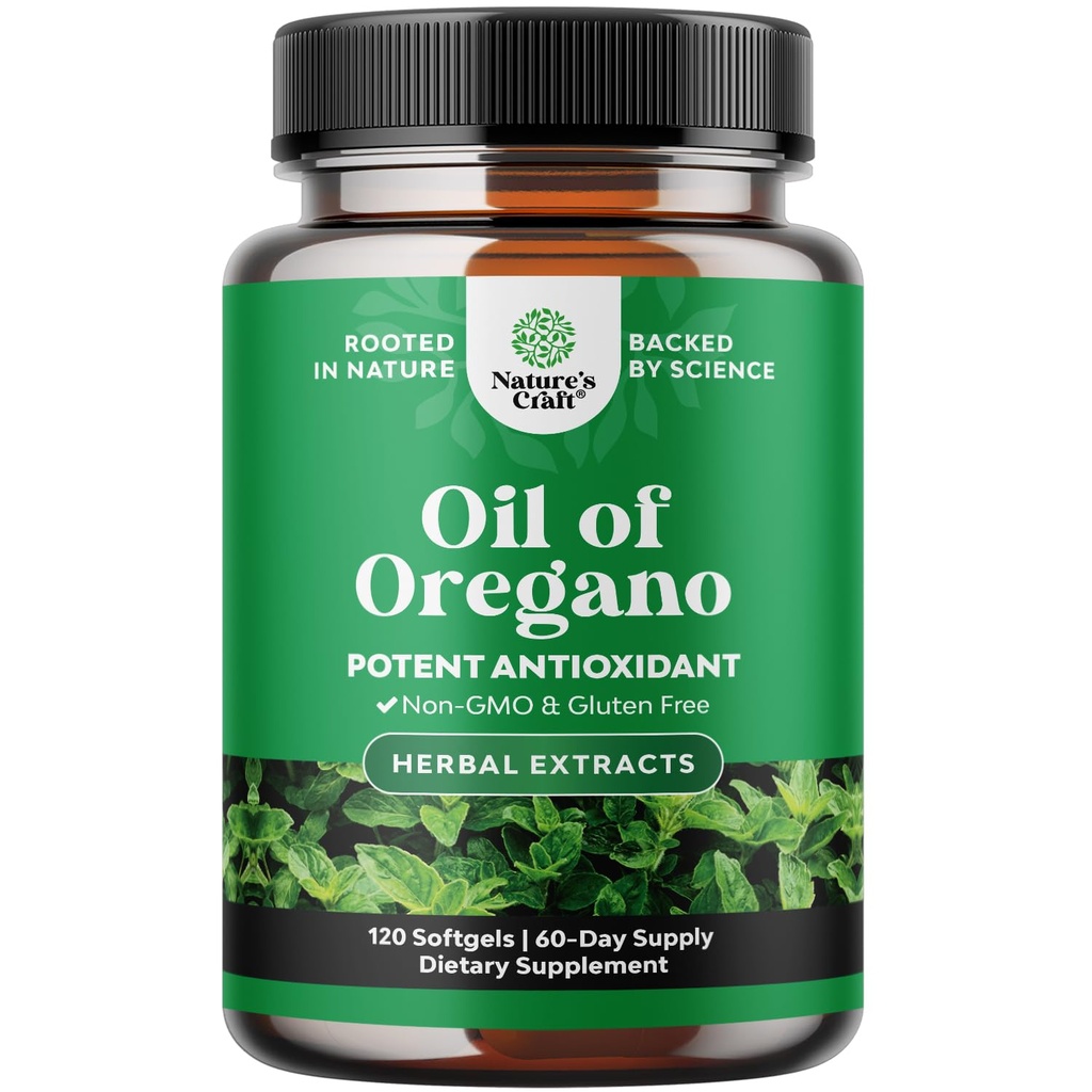 Olio di Origano Selvatico Softgels - Super Concentrated Softgels Olio di Oregano con Carvacrol 70% per Digestione & Supporto Immune - Integratori di erbe per Pulizia Intestina, Body Detox & Repair - 120 Ct