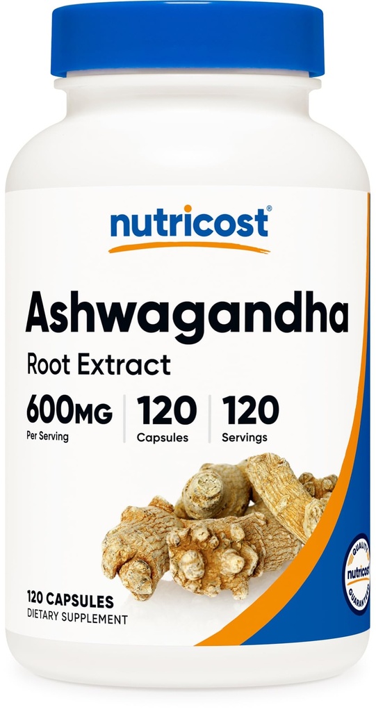 Nutricost Ashwagandha Herbal Supplement 600mg, 120 Capsule - Vegetariano, Non OGM, Gluten Free, Ashwagandha Root