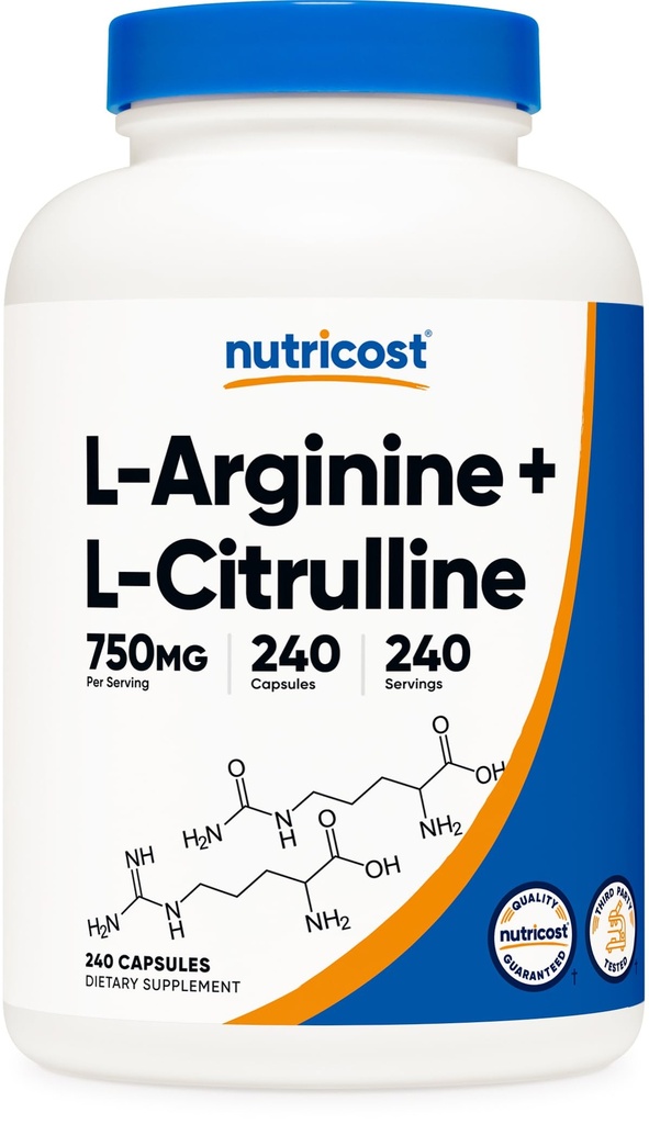 Nutricost L-Arginina L-Citrulline Complex 750mg, 240 capsule - Non-GMO
