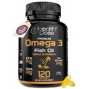 Dose di salute Omega 3 Fish Oil 2000mg – Softgels aromatizzati al limone con EPA 800mg & DHA 600mg per il cervello, il cuore e il supporto benessere – Easy-to-Digest, nessun Fish Burps – 120 Softgels, 2-Month di alimentazione