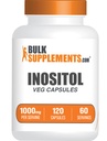 BulkSupplements.com Capsule Inositol - Vitamina B8, Inositol 1000mg per Benessere Complessivo - Gluten Free, 2 Capsule per Serving, 120 Count (Pack of 1)