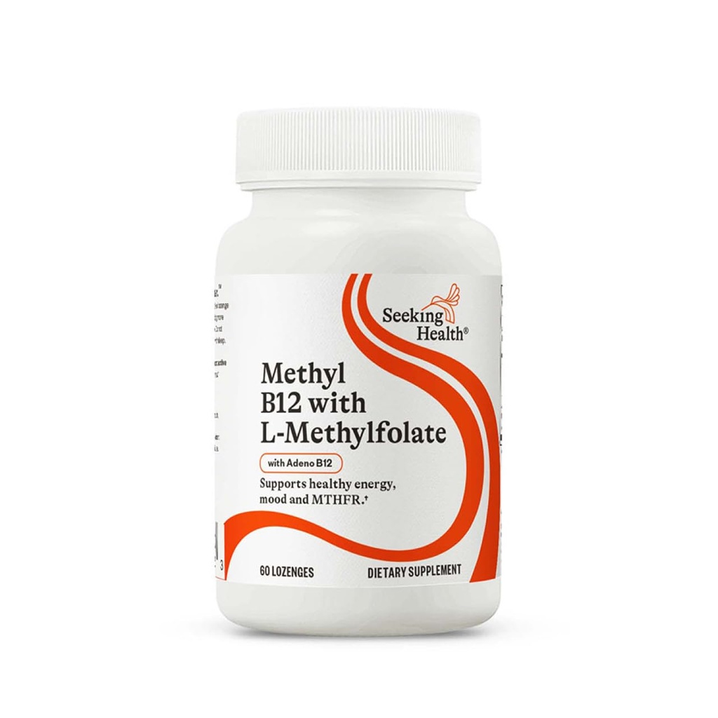 Ricerca di salute Methyl B12 con L-metilfolate - MTHFR Support Supplement - Methylation Support Supplement - Lozenges to Support Brain Health & Energy - 60 Lozenges