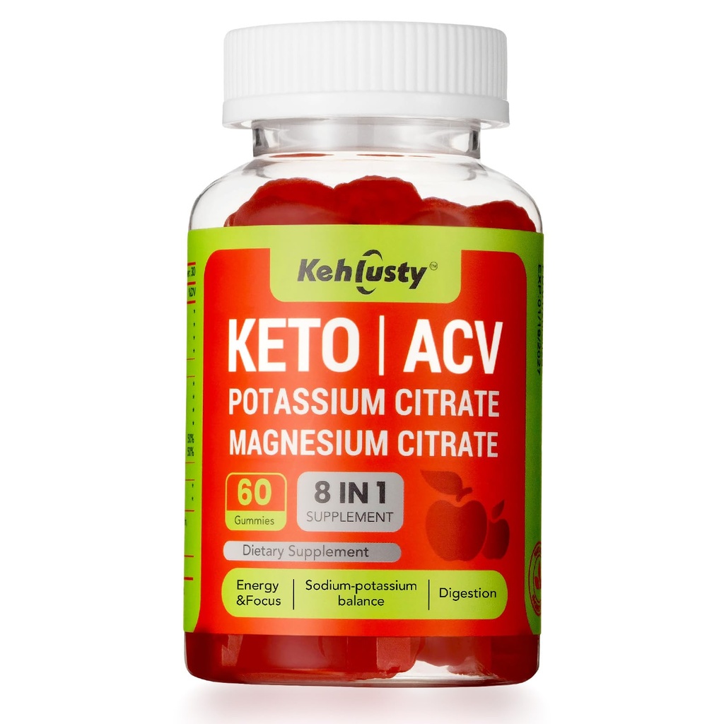 Keto ACV Gummies per il supporto per la perdita di peso, 8-in-1 Aceto di sidro di mele con B12, Elettroliti, Radice di barbabietola e melograno | Supporti digestione, Metabolismo e gestione del peso | Keto-Friendly, 60 Gummies