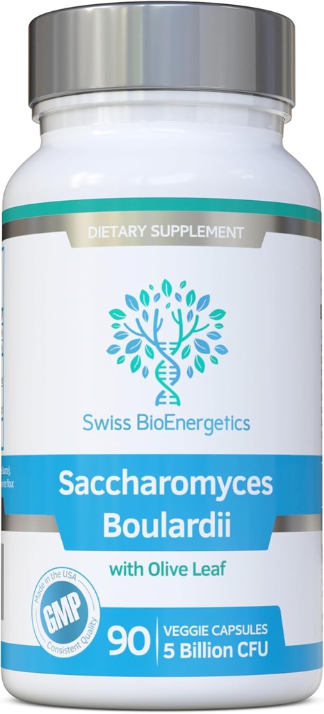 Saccharomyces Boulardii 5 miliardi di CFU 90 capsule - No Refrigeration Required - High Strength Non-Colonising Yeast with synergistic Olive Leaf, Biotin and Vitamin D3