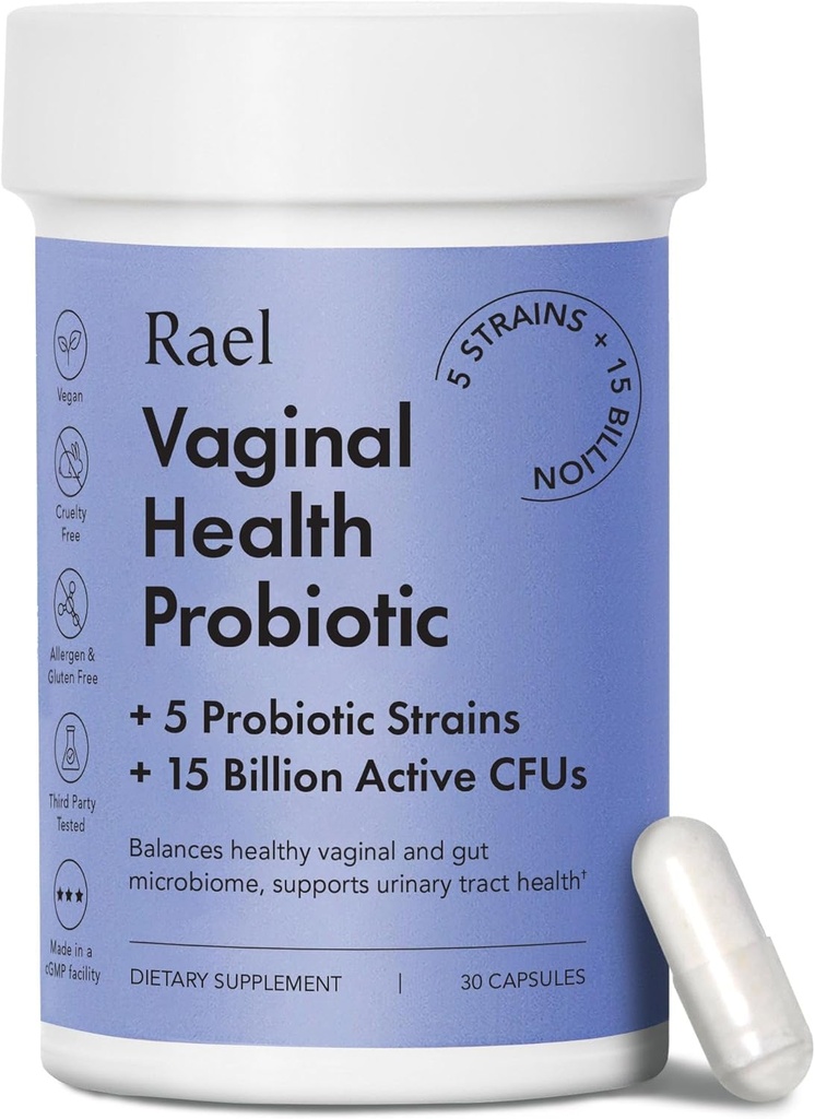 Rael Probiotici per le donne - pH Balance Supplemento con Prebiotici, Vaginal Immune Health, Yeast & Flora Support, Odor Control, Vegan (30 Serve)