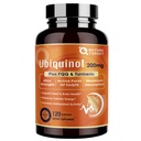 NATURA TARGET Ubiquinol CoQ10 200mg softgels con PQQ & Turmeric, High Absorption Coenzyme Q10 Supplemento con ALA & Black Pepper, Antiossidante per la salute del cuore e del cervello, produzione di energia, 120 Conte