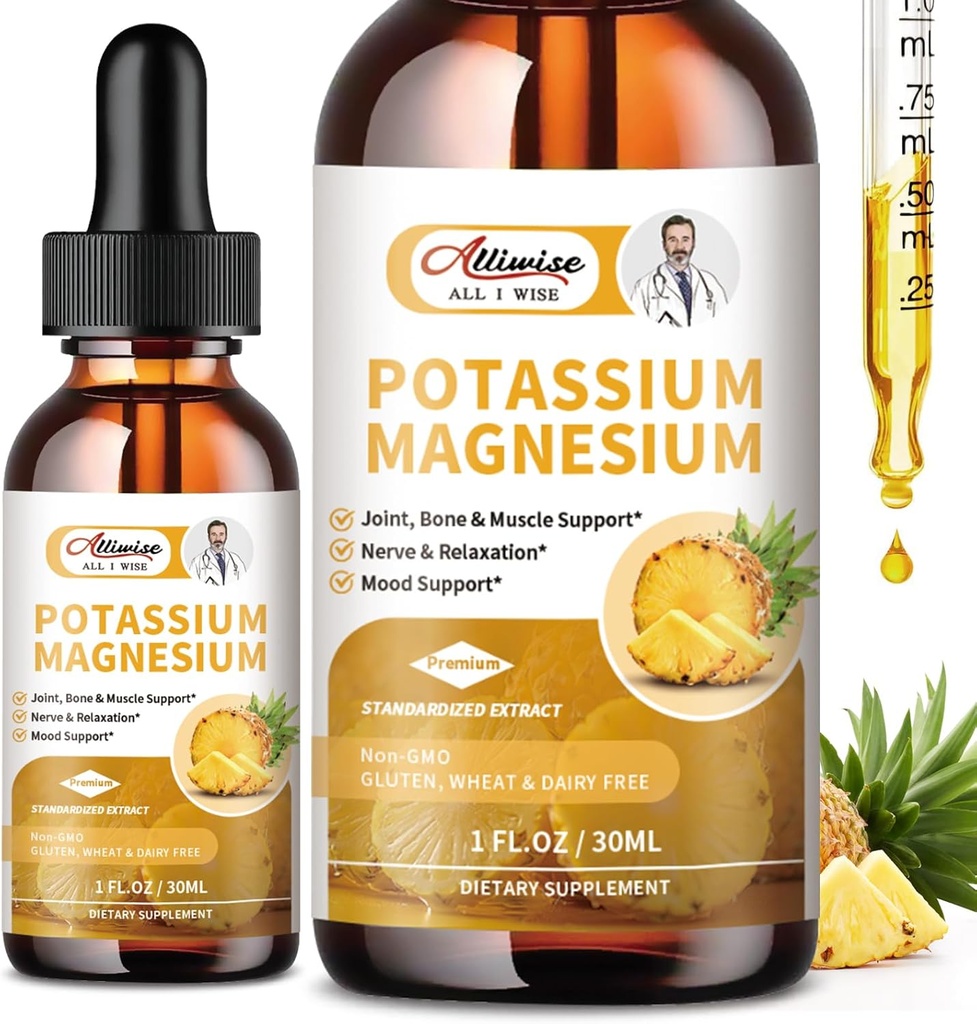 2 Confezione Potassio Magnesio Supplemento Liquido - Alto Assorbimento Complesso di Magnesio Calma 500mg & Potassium 99mg Plus Calcium, Vitamina D3, Zinco per Gambe & Bone & Energy & Supporto Immune - 2 Fl oz