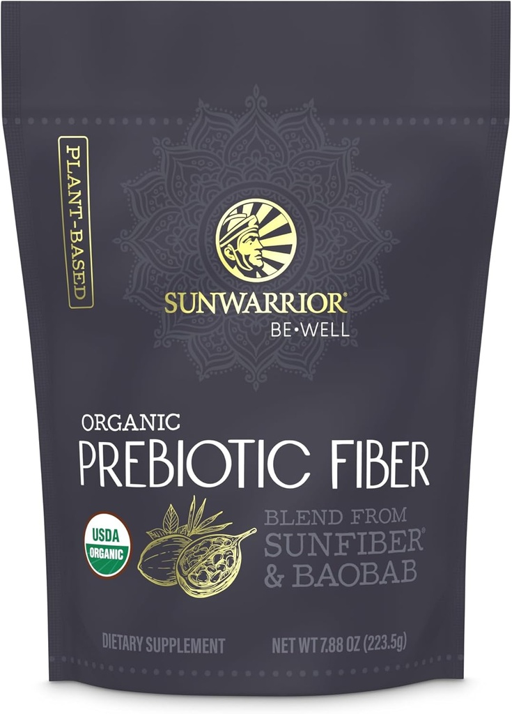 Sunwarrior Fiber Supplemento Prebiotic Organic | Vegan Fiber Supplemento Pianta-Powered Gut Health Booster con ingredienti puri per l'armonia digestiva | Vegan & Non OGM | 8oz Pouch (30 SRV) Be Well