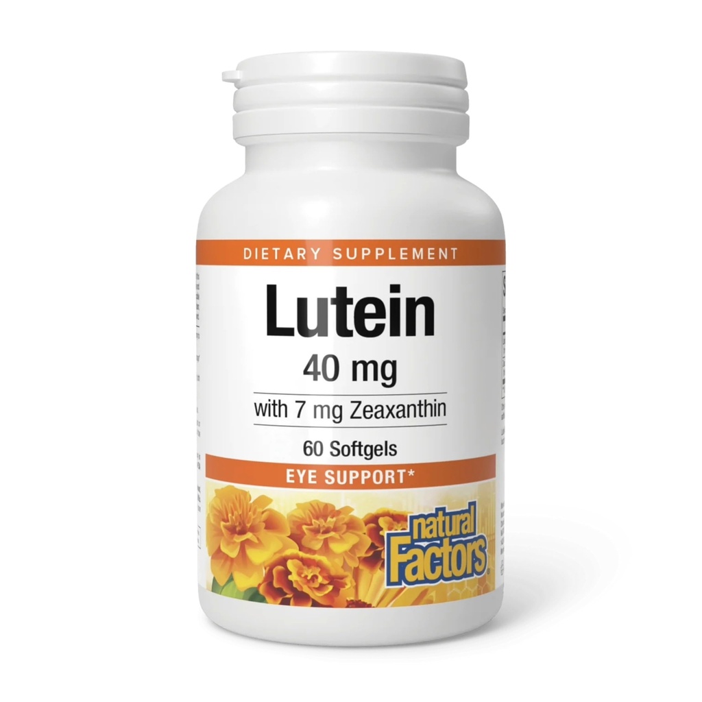 Fattori naturali, Lutein 40 mg, Supporto antiossidante per occhi sani e pelle con Zeaxanthin, 60 Softgels