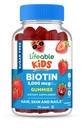 Zucchero Lifeable Free Kids Biotin Gummies | 5000mcg | Great Tasting Biotin Supplement | Biotin Gummies for Hair Growth, Skin and Nail Health | Vitamine per capelli per bambini, ragazzi, ragazze | 90 Gummies