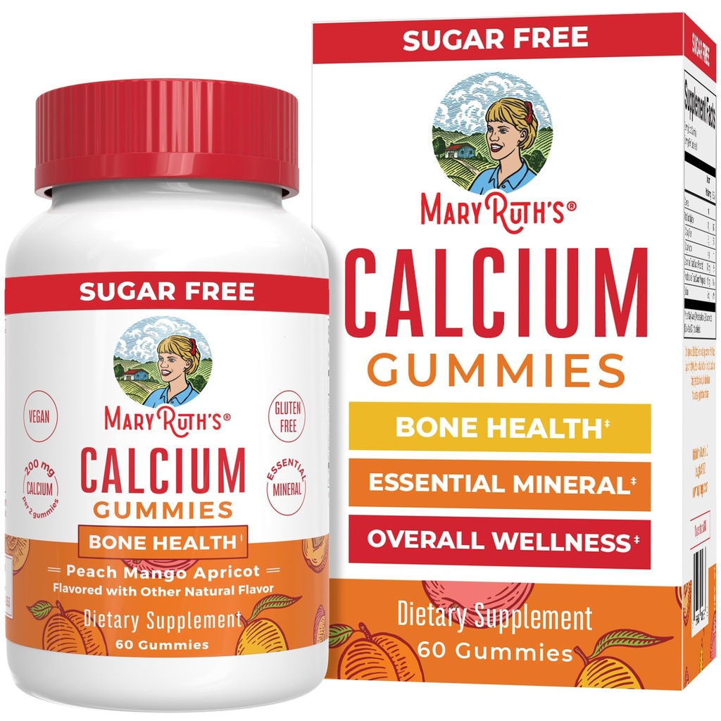 MaryRuth Organics Calcium Supplement | Sugar Free | Calcium Gummies for Women and Men Ages 14+ | Forti ossa e denti | Minerale essenziale | Vegan | Gluten Free | 60 Count