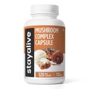 STAY ALIVE Mushroom Complex 1000mg, 6-in-1 Mushroom Supplemento w/Lions Mane, Reishi, Chaga, Cordyceps, Maitake e Turchia Estratto di coda polvere, 120 Vegan Pills, Non-GMO & Gluten capsule naturali