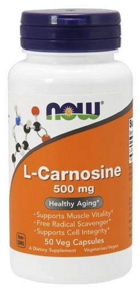 NOW Integratori alimentari, L-Carnosina (Beta-Alanyl-L-Histidine) 500 mg, Invecchiamento sano, 50 capsule di Veg
