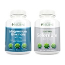 Magnesio Glycinate 400mg + Selenium 200mcg - Vegan Bundle - 270 compresse & 365 capsule - Made in Italy