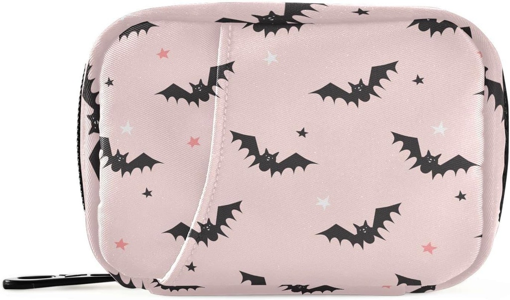 Borsa dell'organizzatore della pillola di viaggio di 7 giorni della scatola della pillola di Halloween Bats con la cerniera portatile settimanale della medicina della vitamina supplemento della borsa del contenitore