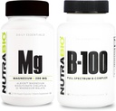 NutraBio B-100 B Vitamin Complex e Integratore di Magnesio Reagito Bundle – Integratore di Vitamina Bundle Può Aiutare con Sistema Immune, Bone Salute, Capelli Sani, Pelle e Unghie