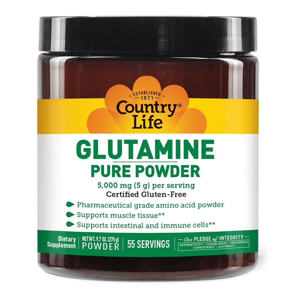 Polvere pura della glutammina di vita di campagna - 5000mg L-Glutamina - tessuto muscolare, salute del fegato, supporto immunitario - certificato senza glutine - integratore di aminoacidi pre/polvere ideale, 55 Serve, 9.7oz