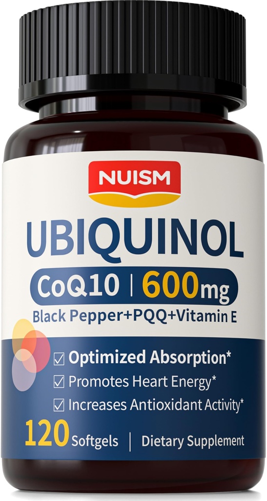 CoQ10 600mg Softgels,Ubiquinol Q10 Coenzima Supplemento,Coq 10 600mg Vitamine Assorbimento massimo,Supporto antiossidante per la salute e l'energia del cuore