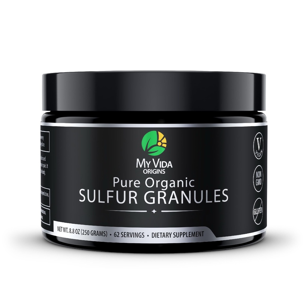 My Vida Origins Pure Organic Sulfur | 99% Pure MSM Granules Supporta pelle, capelli, & Joint | Non-GMO, Vegan, Gluten Free (62 Serve) 2 mesi di fornitura