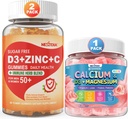 Zucchero Vitamina C + D3 + Zinc Gummies per Adulti 50+ & Calcium + D3 & Magnesio Filled Gummies per Bambini 4+