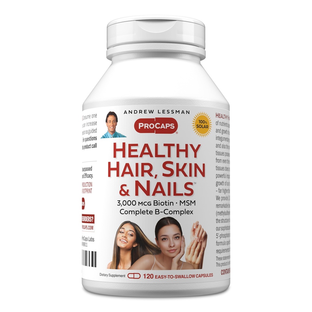 ANDREW LESSMAN Capelli sani, pelle e unghie 120 capsule - 5000 mcg Bioattività alta, B-Complex. Promuove bella pelle, unghie forti. No Additivi per la crescita dei capelli Vitamine Integratore Biotina