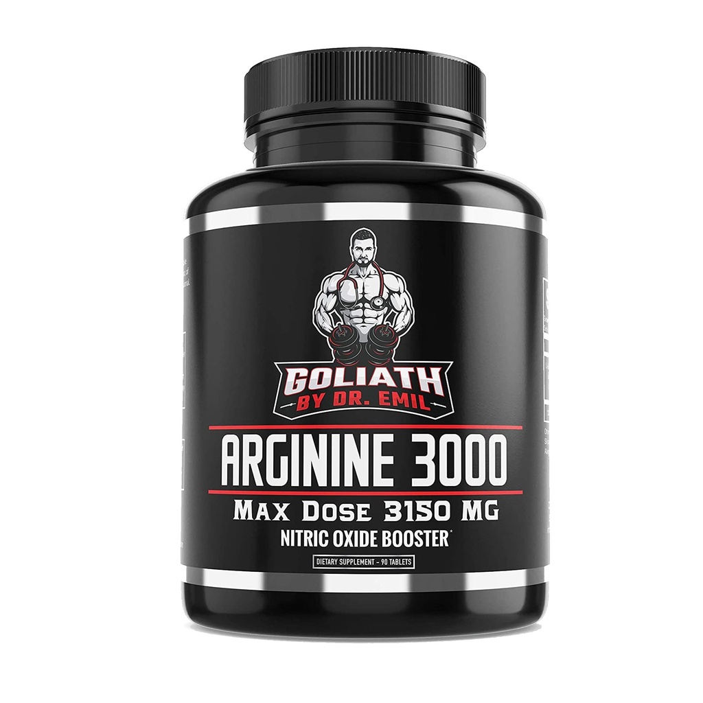 Dr. Emil - L Arginina (3150mg) Dose di capsule più alta - Supplemento di ossigeno nitrico per la vascolarità, l'endurance e la salute del cuore (AAKG e HCL) - 90 compresse
