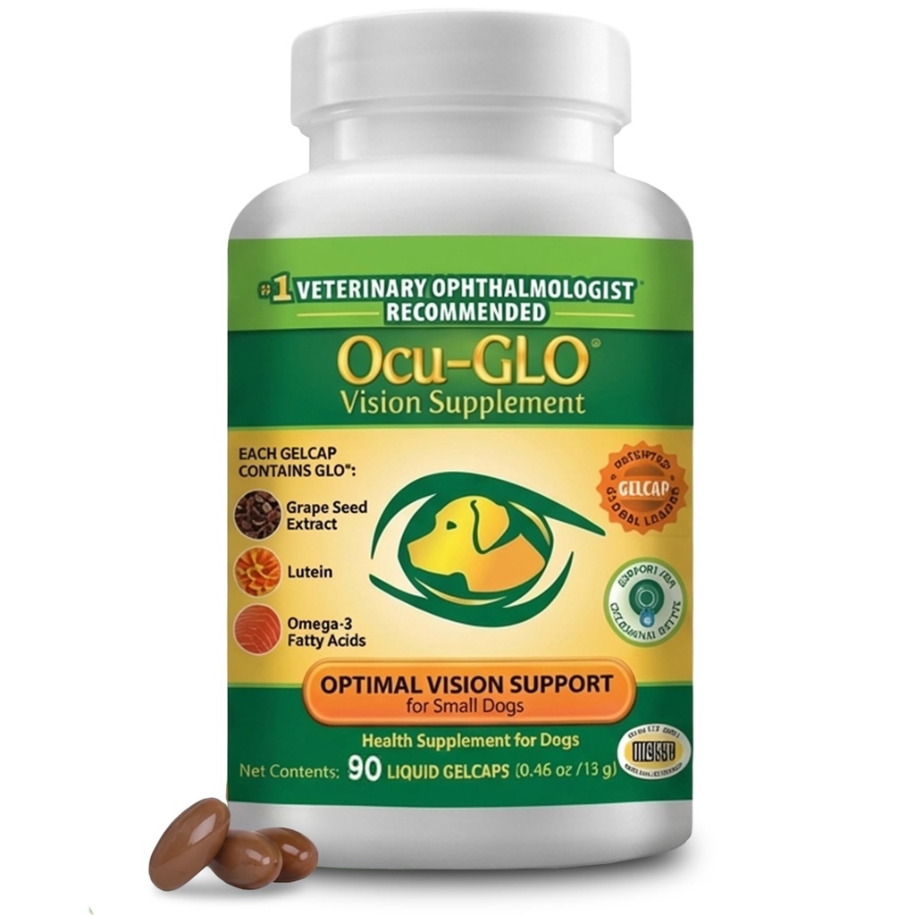 Ocu-GLO Canine Vision Supplemento per cani piccoli 10 lb e Under-90 Liquid Gel Caps