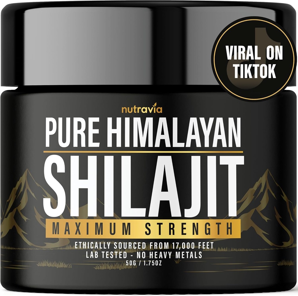 Shilajit Pure Himalayan Organic Resina - Natural Authentic Lab Tested Formula per gli uomini, le donne - No Heavy Metals - 600mg Max Strength con 85+ Trace Minerals Golden Grade Shilajit Supplement (1 pacchetto)