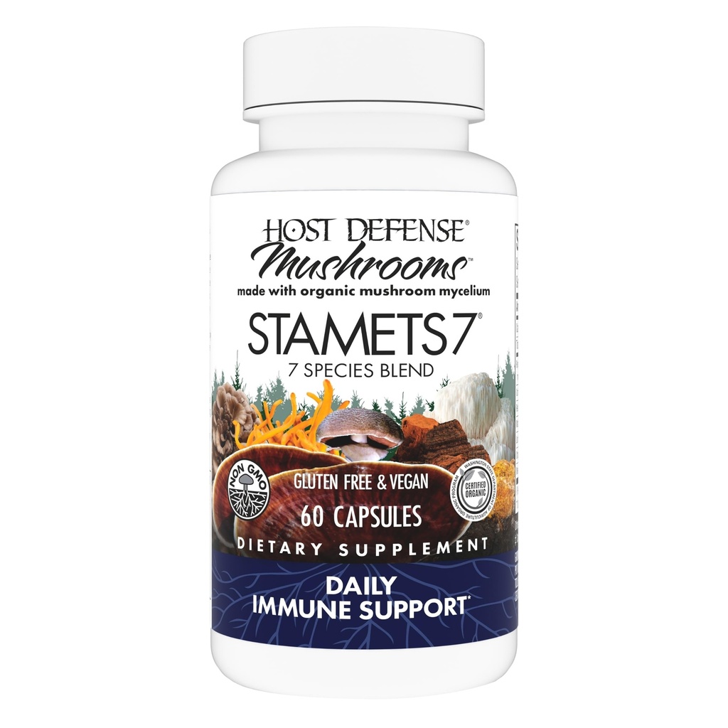 Host Defense Stamets 7-7 Species Blend - Mushroom Supplemento per il supporto immunitario - Include Royal Sun Blazei, Cordyceps, Reishi, Maitake, Lion's Mane, Chaga & Mesima - 60 Capsule (30 Serve)*