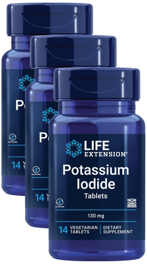 Estensione della vita Potassium Iodide 130mg 14 compresse (Pacchetto di 3)