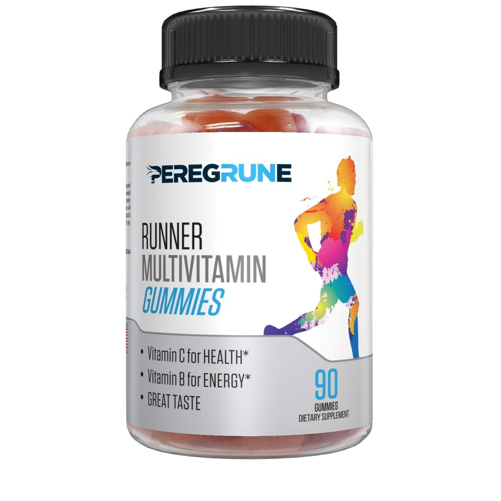 Runner Multivitamin Gummies - Vitamina giornaliera per l'esecuzione con vitamine A, C, D, E e B Complex – 50% Meno Zucchero – Antiossidanti, Recupero, Endurance e Gomma Energetica – Certificata Running Sup
