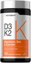 Horbäach Vitamina D3 K2 | 5000 IU D3 | 120 capsule | con Magnesio, Zinco, & Quercetin | Vegetariano, Non OGM, Integratore senza glutine