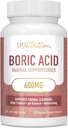 Assortimenti di acido borico per le donne | 600mg | per il bilanciamento del pH, l'odore vaginale e il prurito | Supplemento di salute intima femminile con acido borico e aloe Vera | non concentrato e privo di di coloranti artificiali | 30 conte