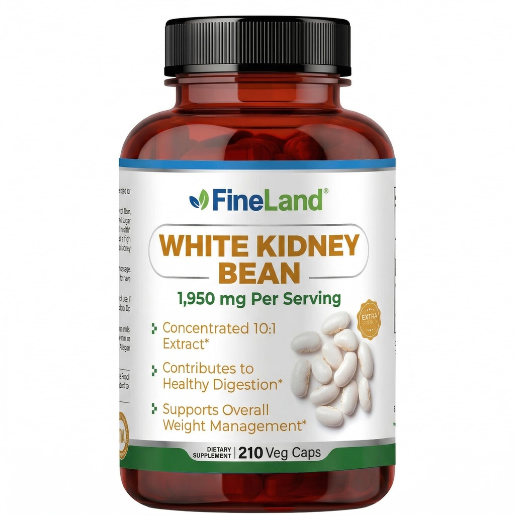 Estratto del chicco di rene bianco di FineLand 10:1 – 19,500 mg Equivalente per porzione, 210 capsule vegane – Supporta il metabolismo del carbo & comfort digestivo – Non OGM, Made in USA